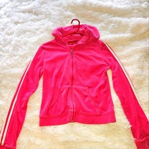 Pink hookie with white strips